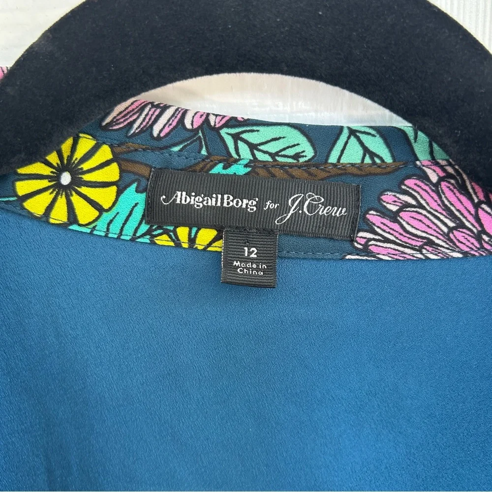 J. Crew Floral Print Dress - Black, Purple, Green - Picture 12 of 14